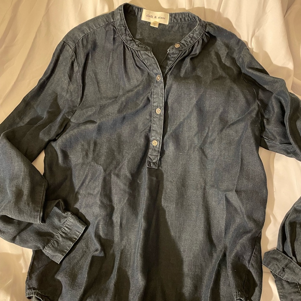 Shirt cloth & stone size xs demon blue top ladies lightweight long sleeve